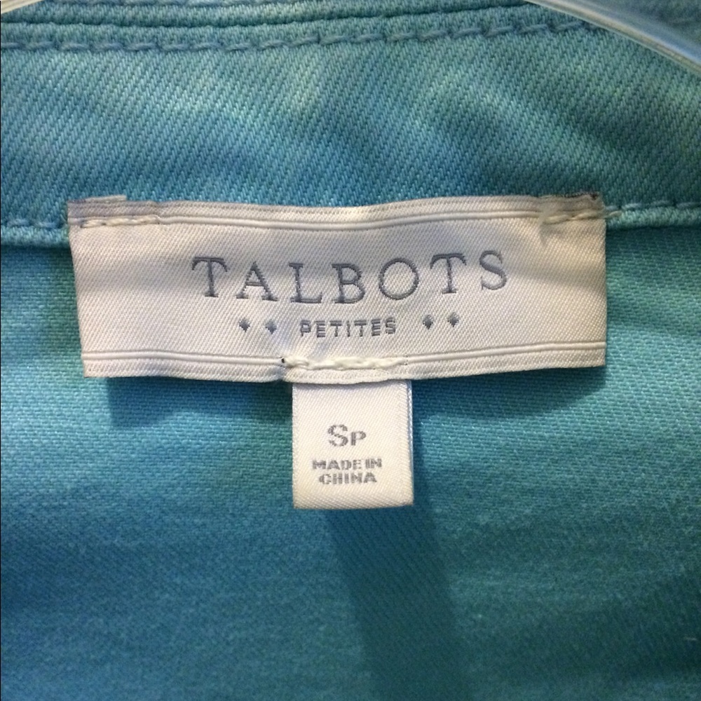 Talbots teal jean jacket petite - Picture 3 of 3